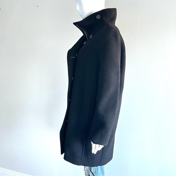 J. CREW Italian Stadium Villa Black Wool Blend Cocoon Style Mid Length Coat Sz 4 - Picture 7 of 16